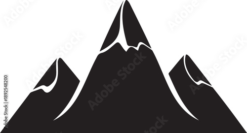 Black and White Mountain Range Vector Icon