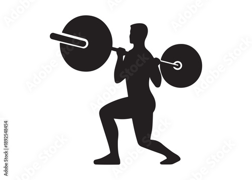 weightlifting logo silhouette vector, weightlifter barbell logo silhouette illustration, weights fitness exercise gym logo silhouette, body building weightlifting logo vector silhouette