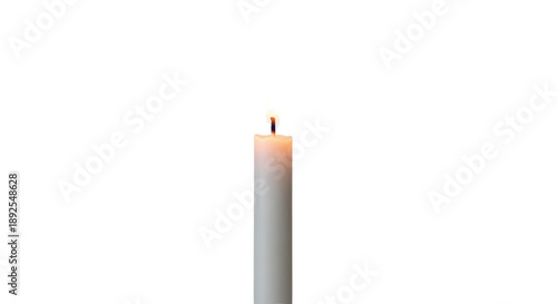 Canvas Print Burning candle PNG isolated on transparent background, wax stick with flame for