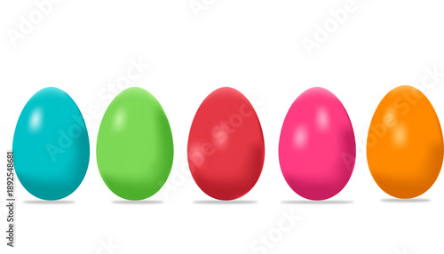 Happy Easter Realistic Colored Eggs Set Card Illustration