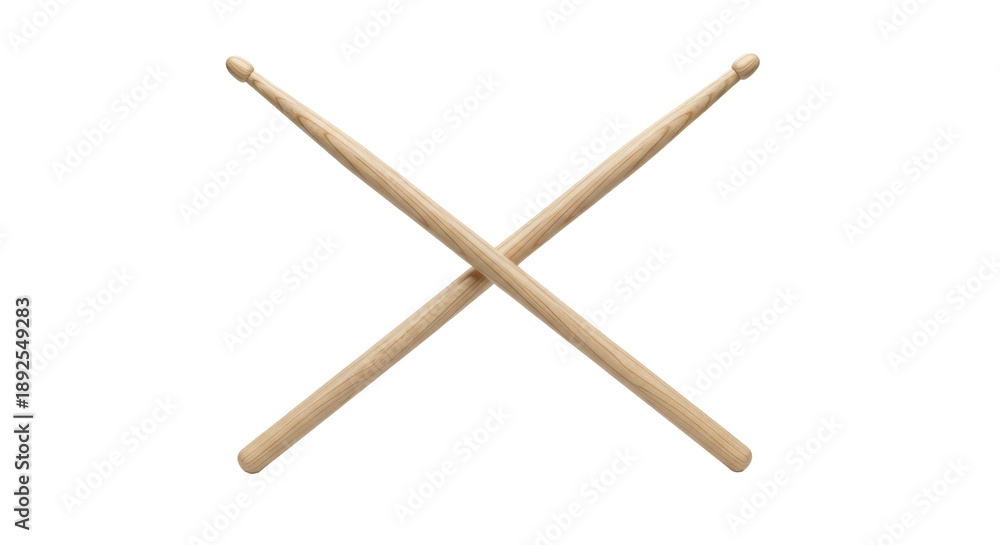 Εκτύπωση καμβά Crossed wooden drumsticks PNG isolated on transparent background, percussion ins