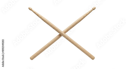 Tableau sur toile Crossed wooden drumsticks PNG isolated on transparent background, percussion ins