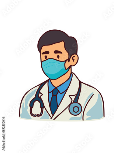 male doctor wearing surgical mask illustration