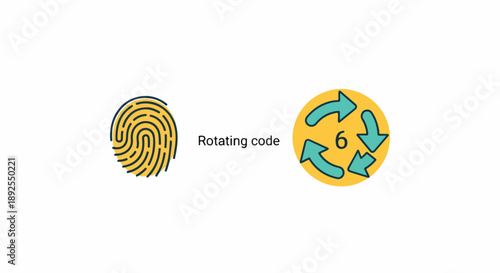 Biometric fingerprint authentication with rotating code concept for secure access. Digital security, dynamic password, and multi-factor verification system.