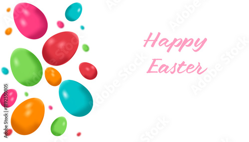 Happy Easter Realistic Colored Eggs Set Card Illustration