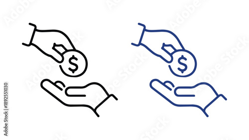 Money Transfer Hand Line Icon Vector
