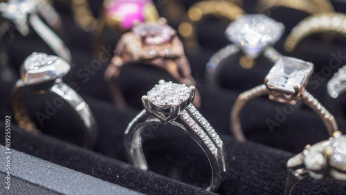 Φωτογραφία jewelry diamond rings show in luxury retail store window display showcase