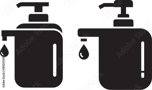 Black silhouette of two soap dispensers