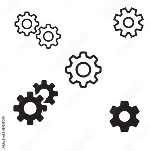 set of gears and vector navigation bar icon. UI element symbol modern, simple, vector, icon for website design, mobile app, ui. Vector Illustration 