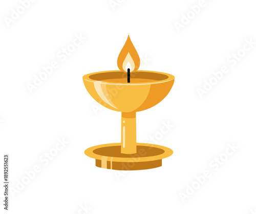 traditional brass diya oil lamp vector illustration for diwali decoration