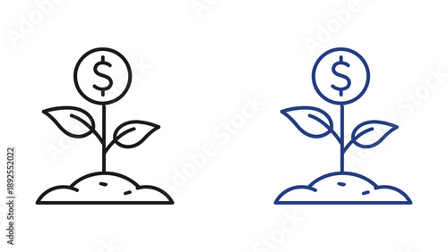 Money Growth Plant Line Icon Vector