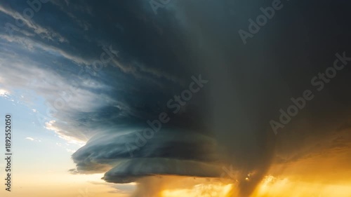 Storm clouds forming dramatic wave shapes across the sky creating an epic weather scene