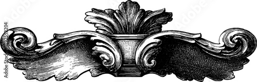 Vintage heraldic cartouche with botanical motif for elegant design