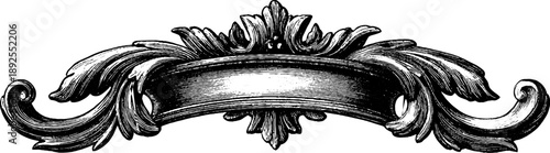 Vintage heraldic cartouche with botanical design for artistic decor