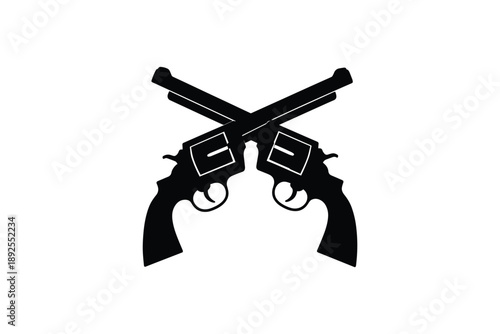 Pair of revolvers crossed pistols weapon firearms combat antique gun dueling symbol