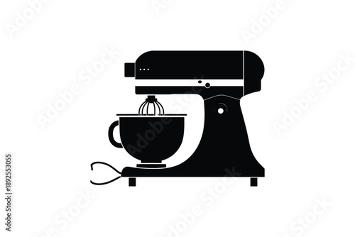 Kitchen stand mixer icon silhouette for baking and pastry preparation equipment isolated on white background