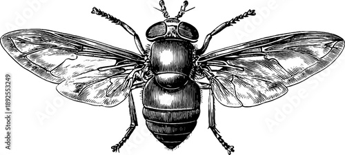 Horsefly insect specimen botanical engraving from 19th century