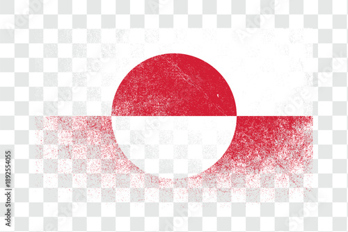 Greenland National Flag with Distressed Texture and Transparent Background