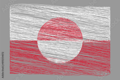 Scribble Style Greenland Flag Illustration - Hand Drawn Textured National Symbol of Greenland