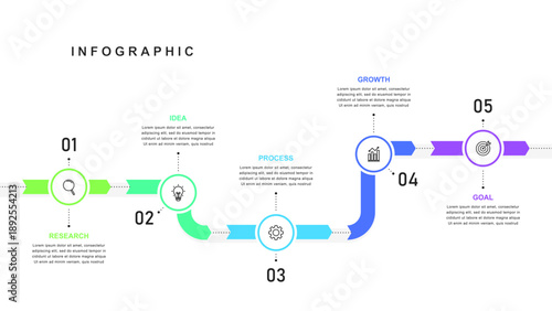 Business road map timeline infographic concept. with icons and 5 steps, workflow layout, diagram, report, web design. Business Milestone. Vector illustration.