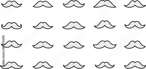 Black and white mustache on white background moustache grey