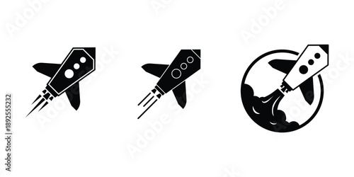 The dynamic rocket forms convey the idea of starting a journey, accelerating growth, breaking limits, and reaching new heights