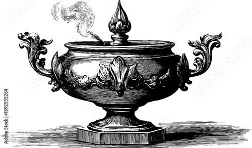 Ornate vintage incense burner with botanical motifs