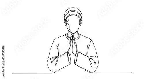 Simple line drawing of a person meditating in a calm and peaceful environment