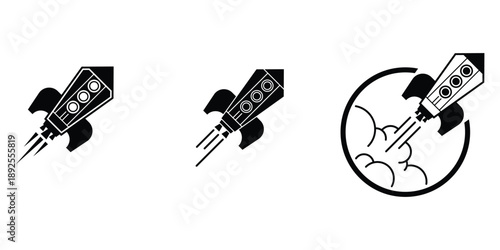 The dynamic rocket forms convey the idea of starting a journey, accelerating growth, breaking limits, and reaching new heights