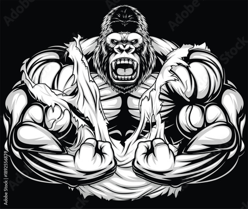 sublimation muscle gorilla design vector 