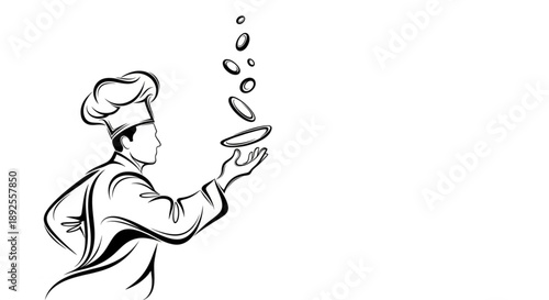 silhouette of a young chef