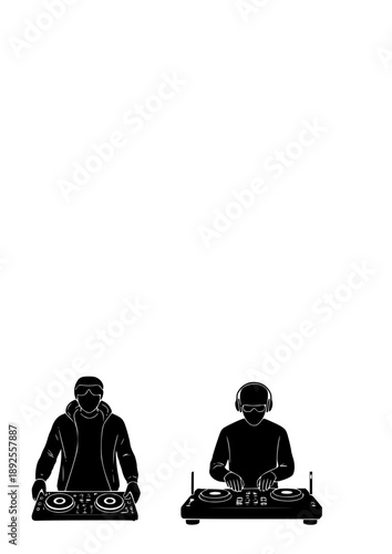 Future DJ Performance Silhouette, Bionic Music Producer, High Tech Electronic Music Event and Inclusive Nightlife Technology Vector