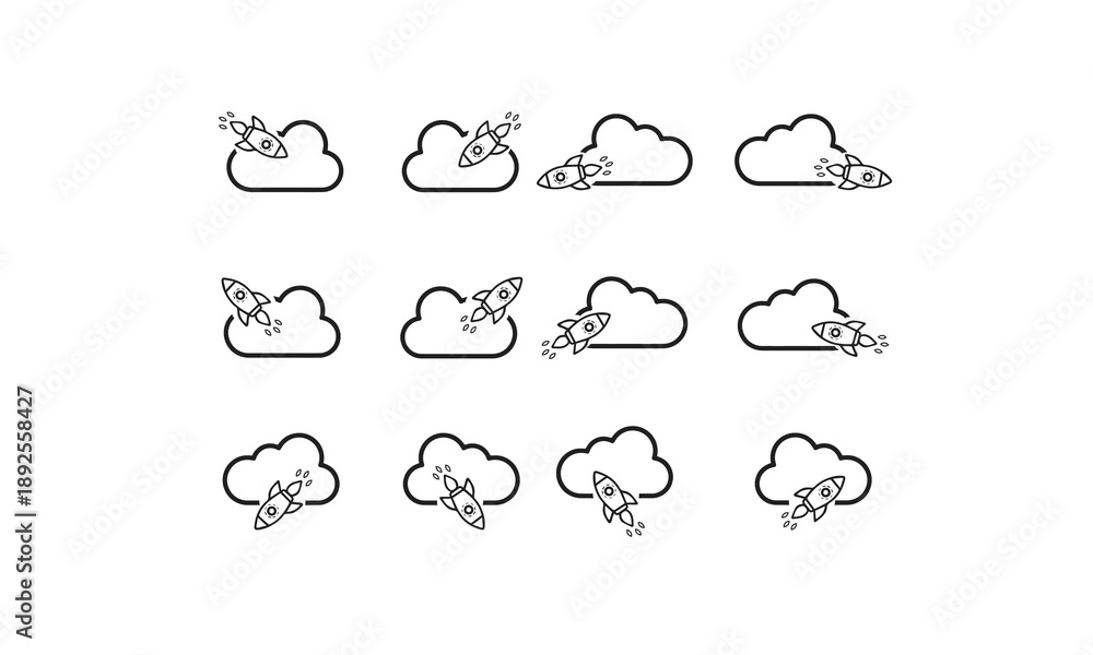 Fototapeta premium cloud and rocket icon