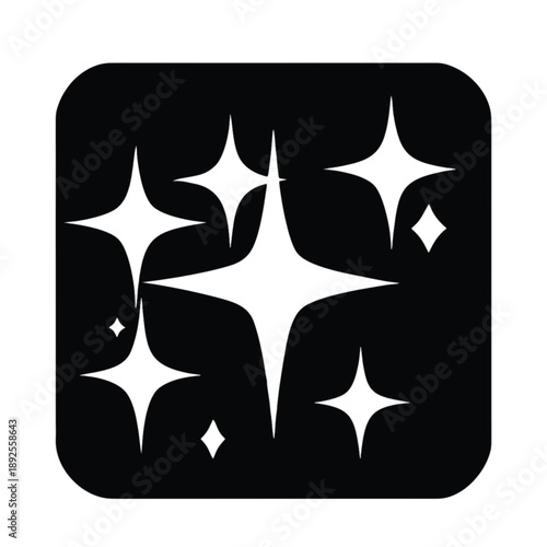 Vector illustration of black and white stars with casino card suit symbols including hearts, spades, diamonds, and clubs for gambling game design