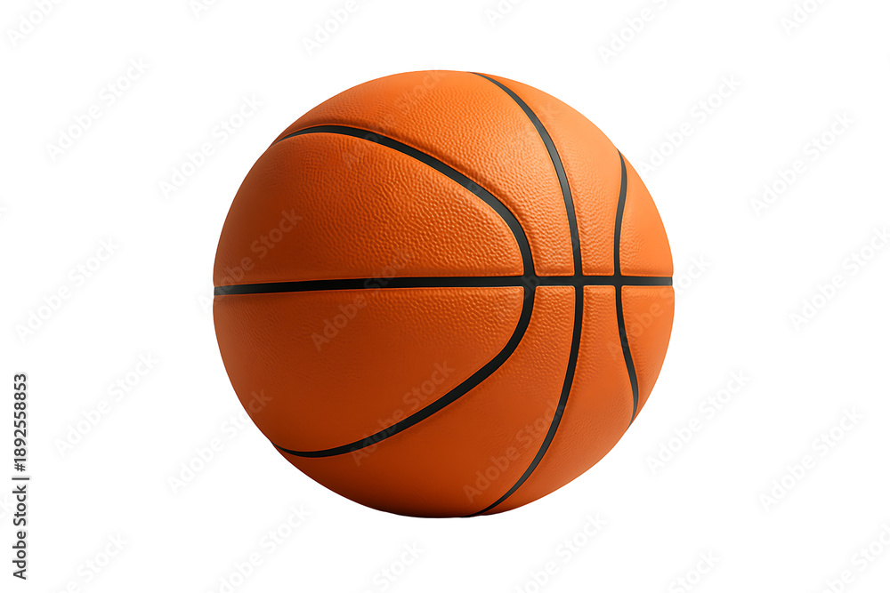 Obraz premium Orange basketball ball with classic black lines and realistic textured leather surface for sports and competition concepts isolated on transparent background