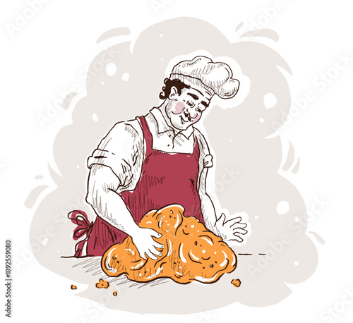 Chef kneading artisan sourdough