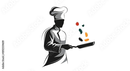 illustration of a chef with a pan
