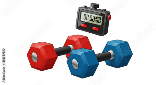 Professional fitness training equipment featuring dumbbells