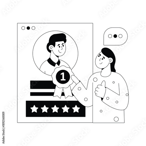 Best worker Vector Black and white Illustration