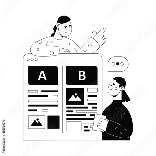 Ab Testing Vector Black and white Illustration