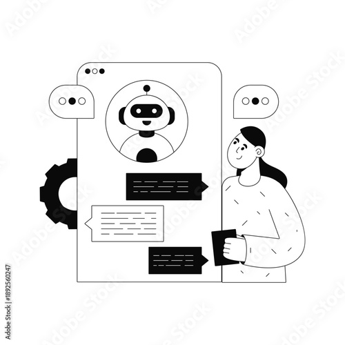 Foto Auto Chat Vector Black and white Illustration