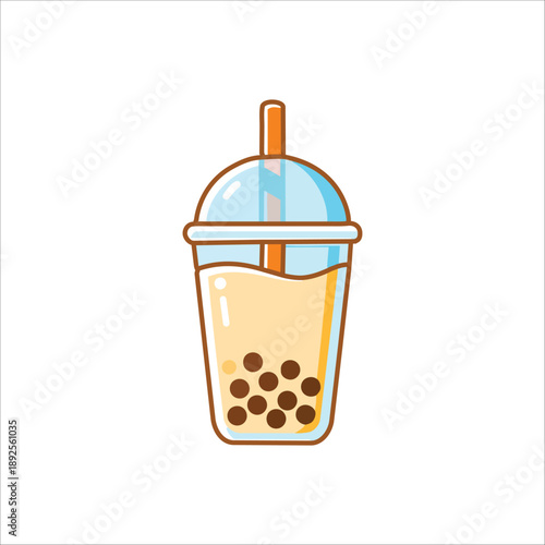 Cute Bubble Tea Drink Logo