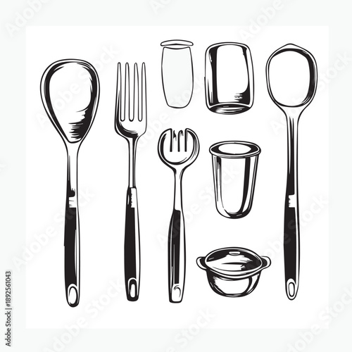 set of kitchen utensils