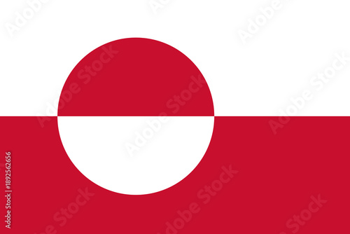 Flag of Greenland. Rectangular Greenland flag official colours, proportion. Flag of Greenlander country flag badge, symbol, rectangle icon.