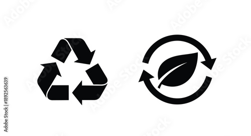 Two black recycling symbols on a white background representing environmental sustainability