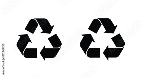 Two black recycling symbols on a white background representing sustainability