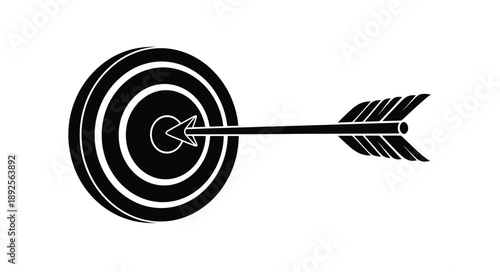 A black arrow piercing the center of a black target