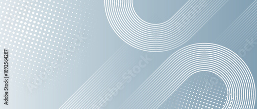 White and gray gradient abstract background with shining white round lines pattern. Futuristic circle line design for poster, cover, banner, presentation, website, flyer. EPS. 2