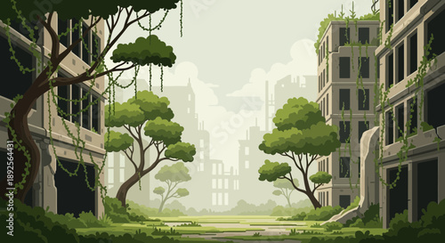 Overgrown Cityscape Nature Reclaims Urban Ruins 1.