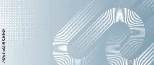 White and gray gradient abstract background with shining white round lines pattern. Futuristic circle line design for poster, cover, banner, presentation, website, flyer. EPS. 5